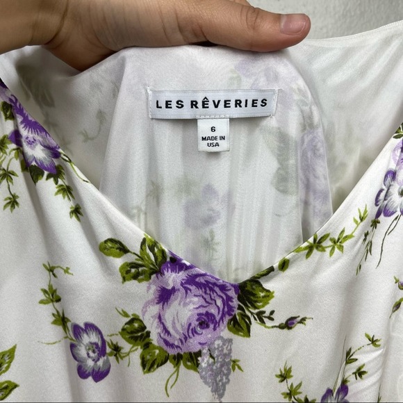 Les Reveries Silk Ruffle-Trimmed Tiered Floral Print Maxi Dress Size 6 - Picture 5 of 10
